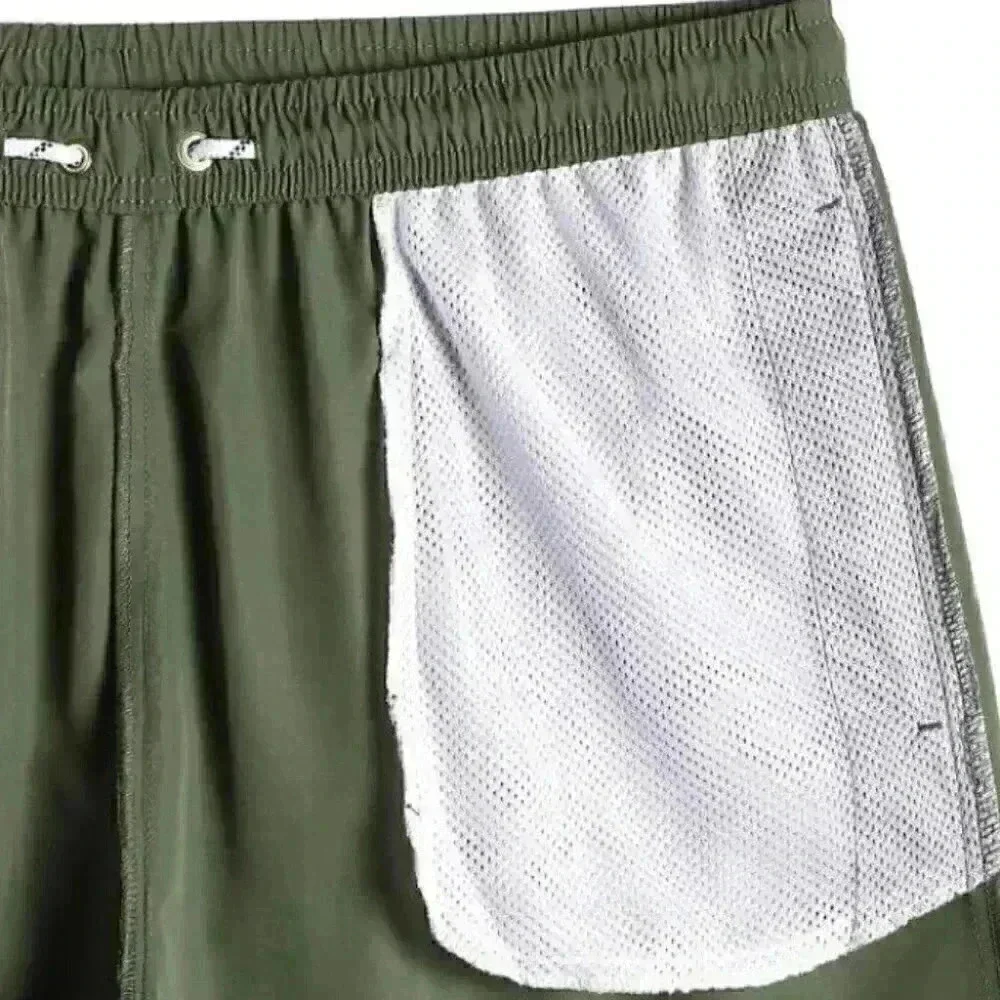 Army Green Vacation Style Men's Swim Trunks